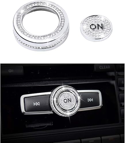 1797 Tapas de botón de volumen compatibles con Mercedes Benz Bling Accessories Parts CLA GLA C E CLS GLE GLK GLS SLC Class Covers Calcomanías