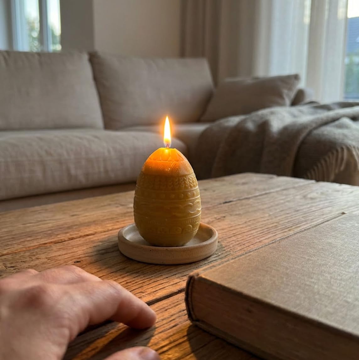 Juego de 10 velas de cera de abejas huevo decoración de Navidad natural eco