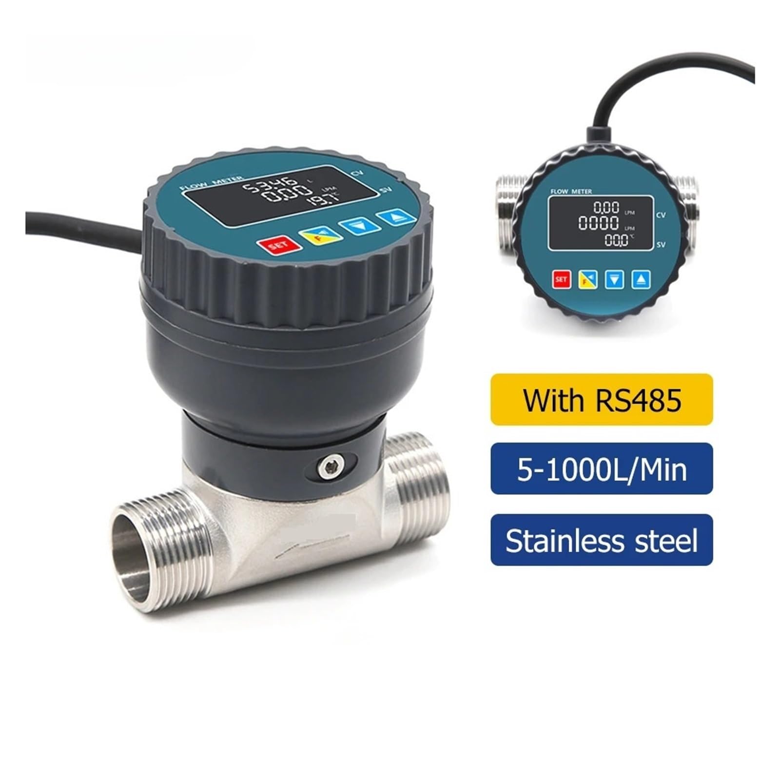 Medidor de Flujo con Pantalla Digital de Acero Inoxidable RS485, medidor de Flujo de Agua líquida de Alta precisión, Sensor de Flujo electrónico.(DN50)