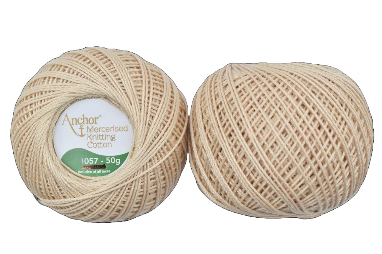 HUNNY- BUNCH® Premium Anchor Mercerised Knitting Crochet Cotton Thread Yarn Balls for Knitting, Weaving, Embroidery, DIY and Craft Making (Art. 4057) 50G - Pack of 1 (366)