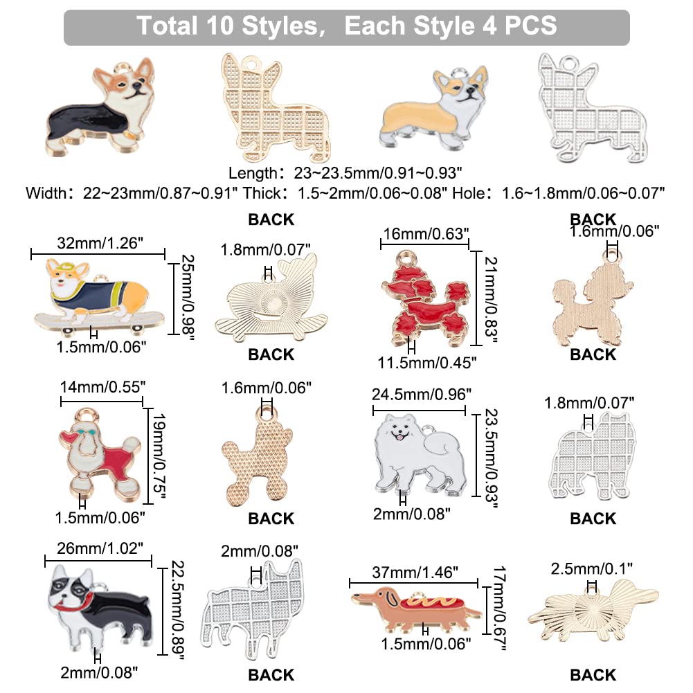 Amazon | PH PandaHall 40個 犬のチャーム 10種 エナメル ペンダント