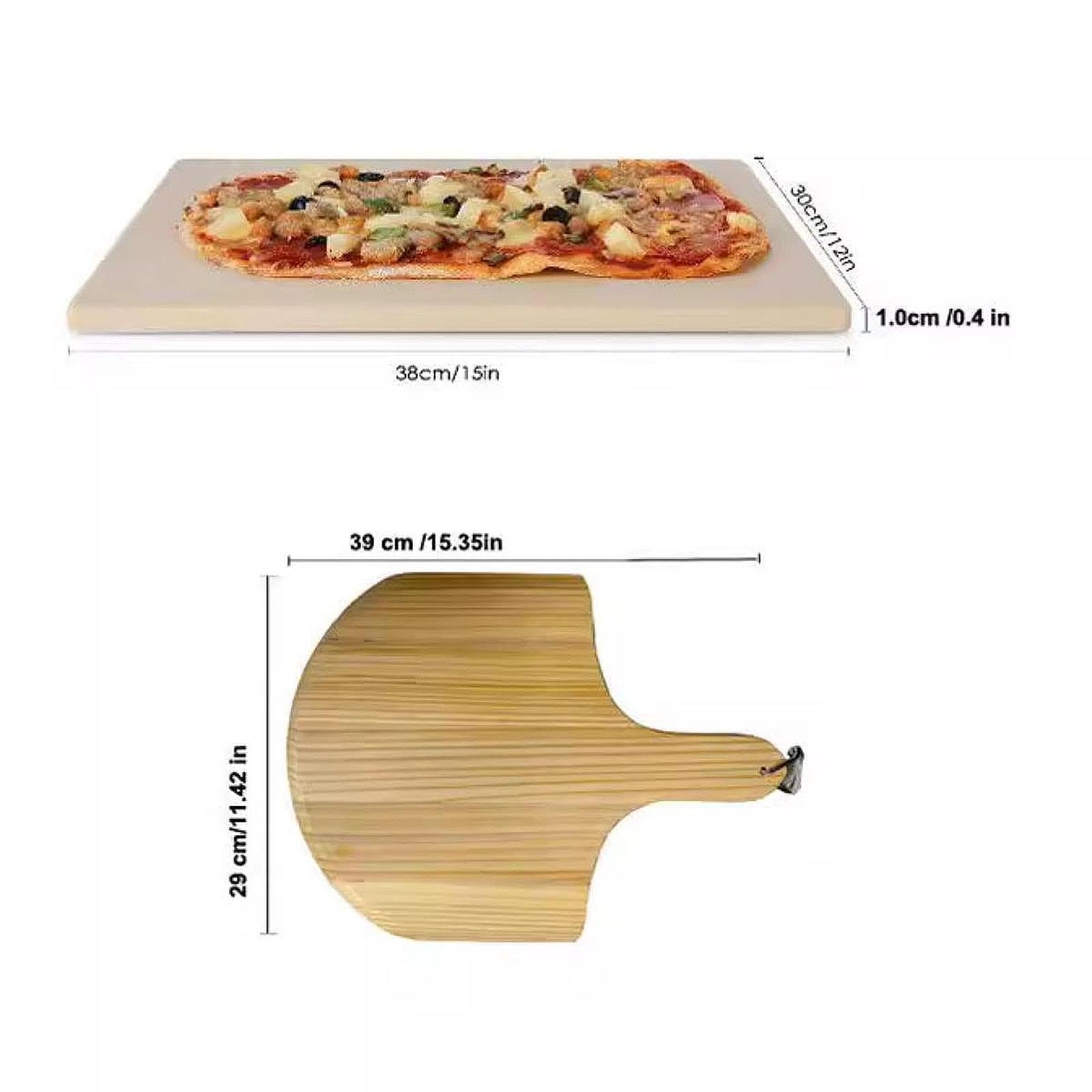 F Fityle Pizza Extra Grande para la Parrilla, Hornear con Accesorios para Hacer cáscaras, Pizza Rectangular Parrilla Cordierite cocinando Piedra
