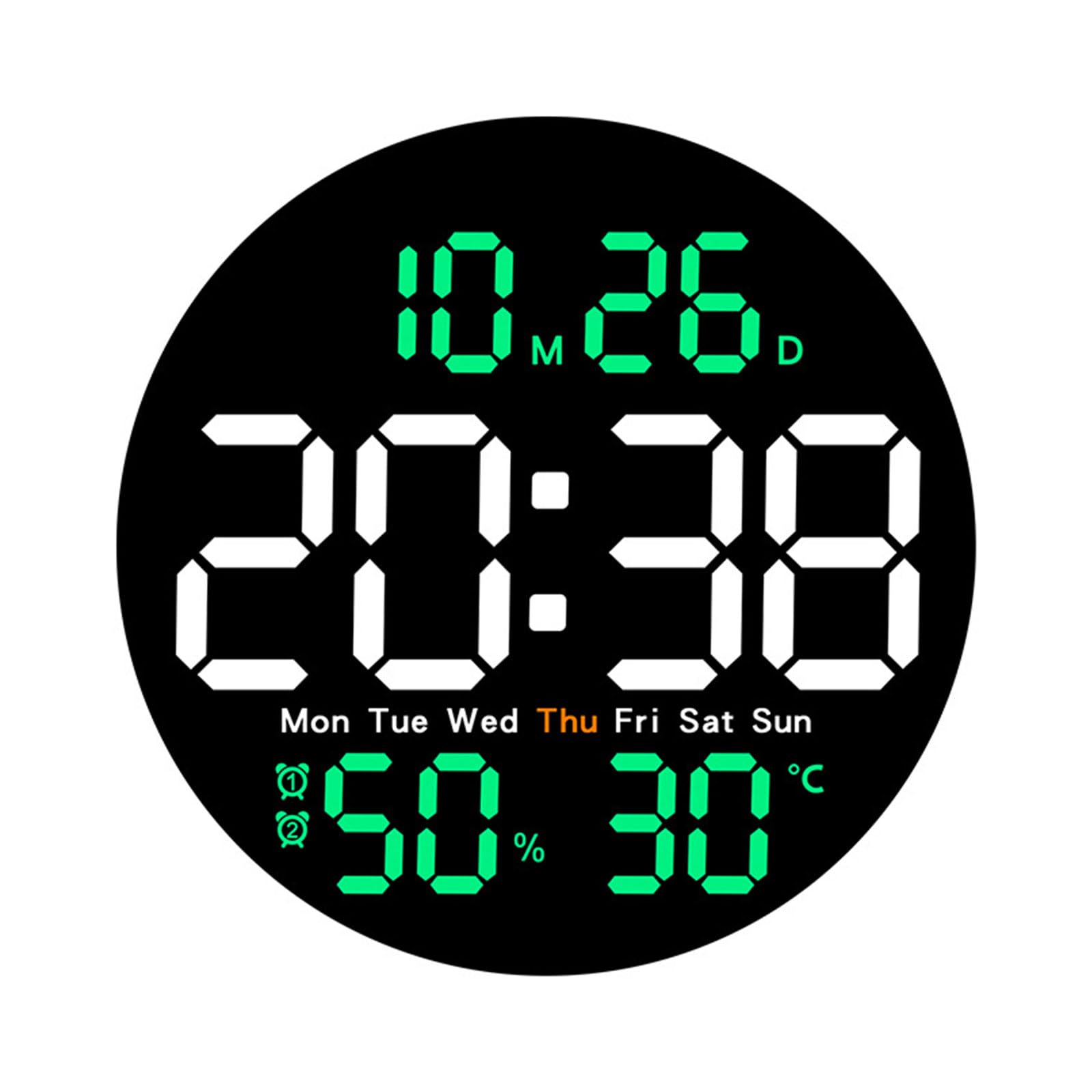Tsophreniq Large Screen Digital Clock with Remote Controlled 10inch Led Wall with Alarms Timer Date Week Temperature Humidity Digital Wall