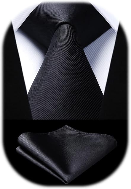 Enlision Men's 3.3" Solid Color Tie and Pocket Square Set Formal Wedding Party Necktie for Men - Multiple Color