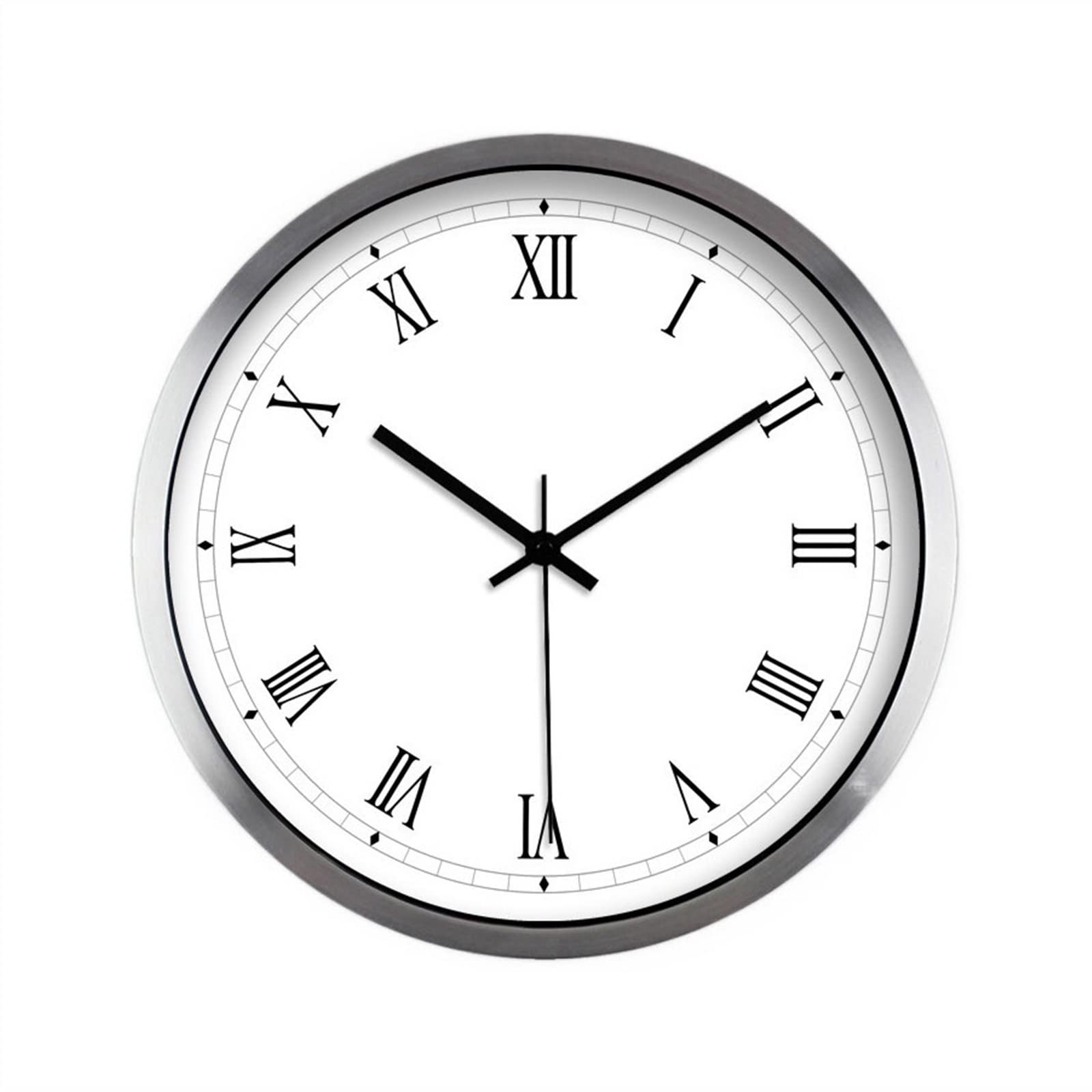 Horloge murale à chiffres romains et mouvement quartz muet pour décoration salon