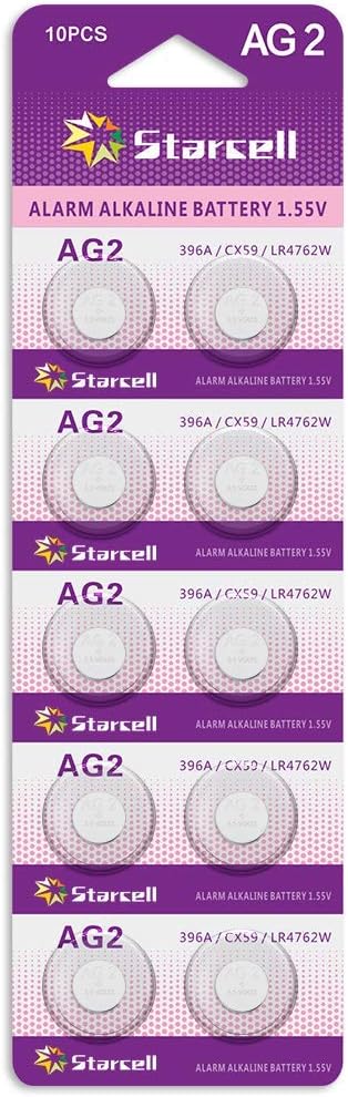 Starcell 10Pcs AG2 Alkaline Button Cell Batteries - G2 LR59 LR726 SR726W 396 397