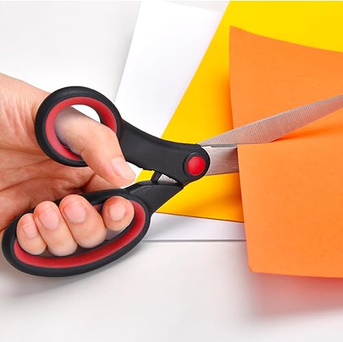 Miniatura 4 de Tijeras para zurdos de 8 pulgadas, hoja afilada de acero inoxidable, mango esmerilado, tijeras zurdas gruesas ideales para manualidades, oficina,