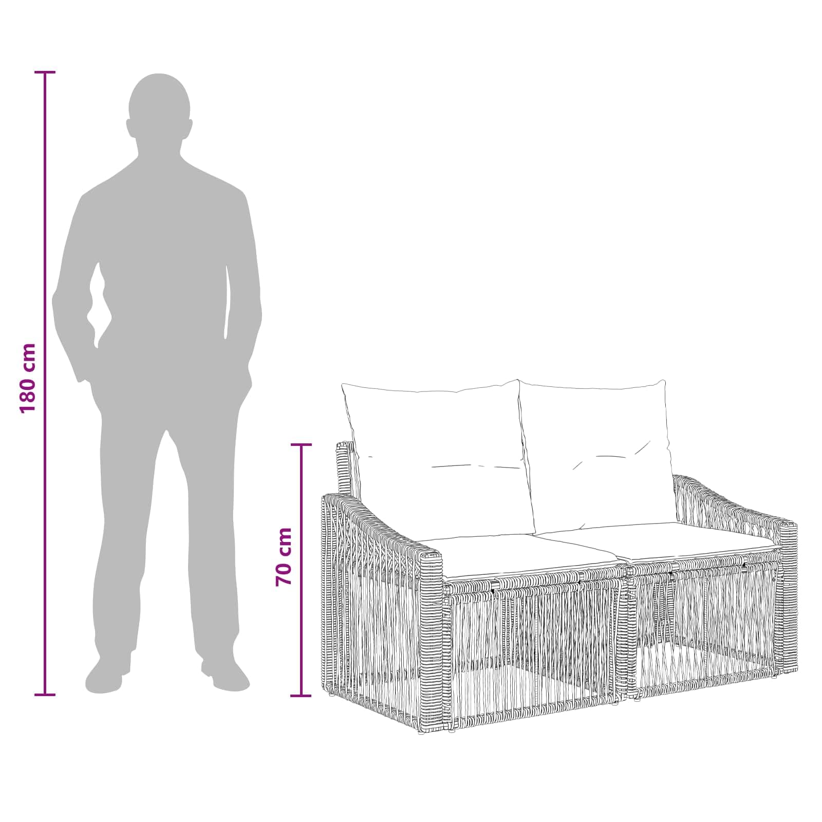 Sofa ogrodowa zestaw 8 szt. szary polirattanowy
