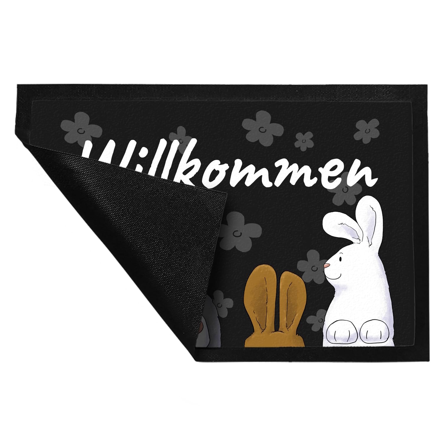 speecheese Willkommen Fußmatte XXL in 50x75 cm mit lustigem Hasen-Motiv für den Eingang als Dekoration zum Frühling oder um die Gäste am Ostersonntag willkommen zu heißen