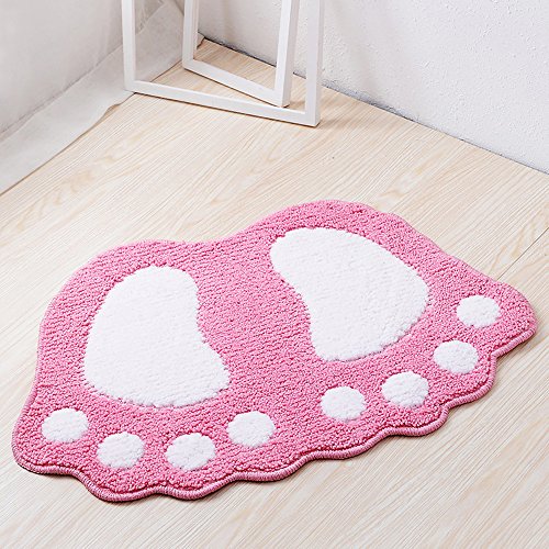 ele ELEOPTION Alfombra de baño Antideslizante, Alfombrillas de baño de Secado rápido y pies Lindos, Absorbente de Agua Suave y cómoda Antideslizante para Dormitorio, Cocina, Pasillo, 67x48CM, Rosado Cover