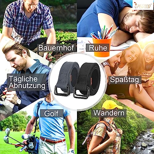 JasGood 2 Stück Herren Canvas Gürtel, Gewebter Casual Gürtel