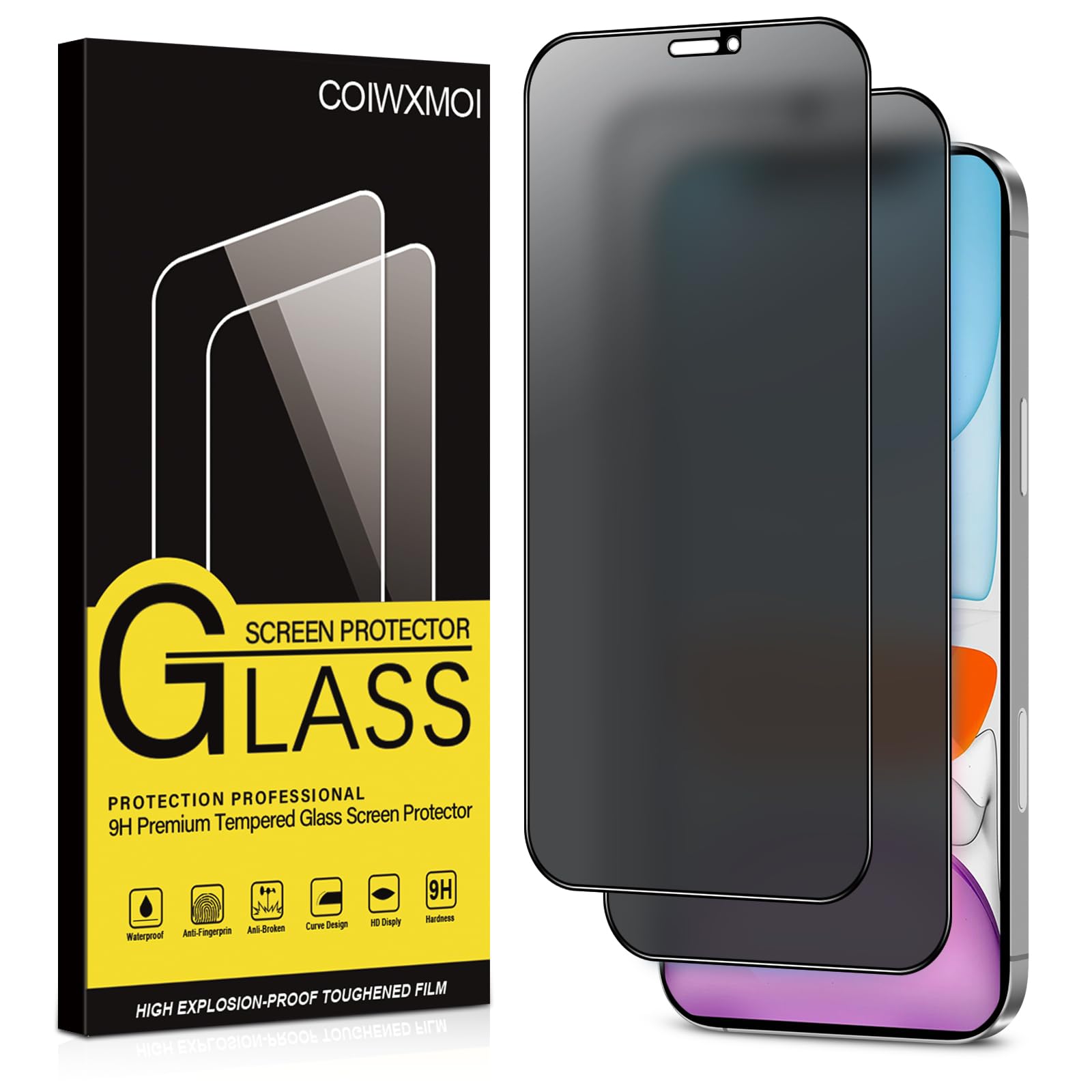 Coiwxmoi Protector de Pantalla Mate Privacidad para iPhone 11/XR,Cristal Templado Mate Anti Espía,9H Dureza Antiarañazos Antihuellas Sin Burbujas Privacy Vidrio Glass Protector Película,2 Piezas