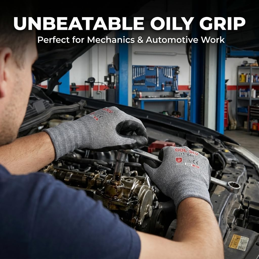 Safety Work Gloves for Men 12 Pairs, Breathable Micro-Foam Nitrile Coated, Non-Slip Grip for Logistics & Auto Repair, Lightweight 15 Gauge Spandex High Dexterity Fit (XL)