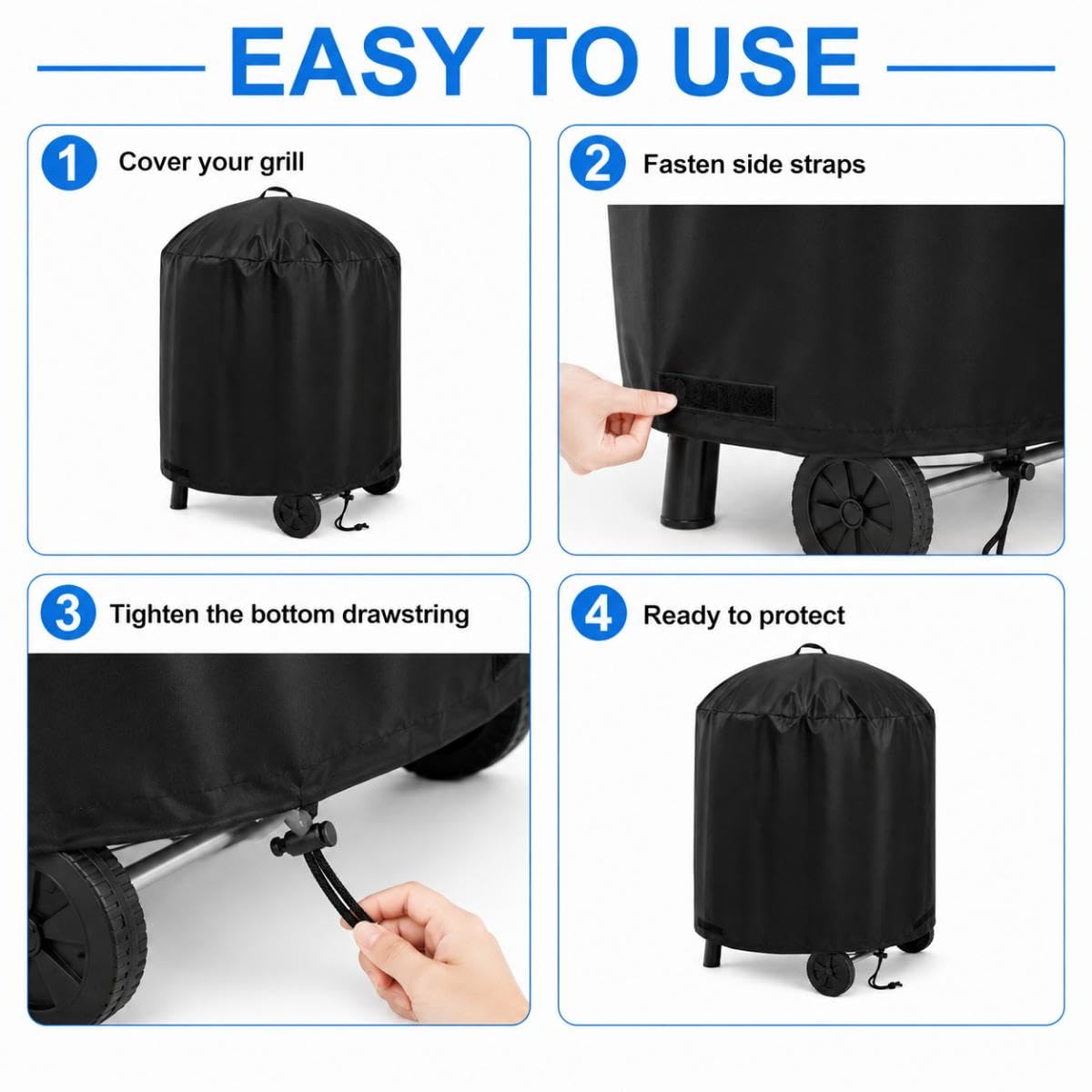 Copertura Barbecue Esterno per GRILIFE KY-PG 22.5in 57cm 2025 2026+ | Telo Copri Barbecue Copri Grill BBQ Copertura BBQ Impermeabile Rotondo Protettivo Anti Polvere Neve Pioggia Feci Uccelli Sole