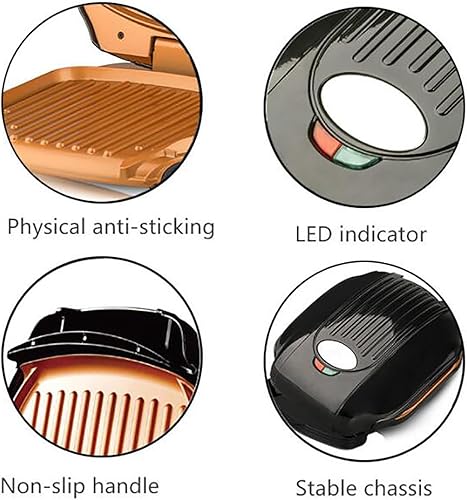 Miniatura 7 de Panini Press, sandwichera y parrilla compacta para interiores, almacenamiento vertical, rejillas antiadherentes fáciles de limpiar, con luces