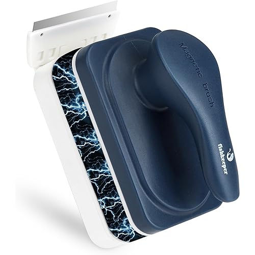 Aquarium Strong Magnetic Glass Cleaner Brush, Fish Tank Algae Magnet Cleaning Tool with 2 Detachable Scrapers, Mag Float Scrubber for 0.25-0.375Inch Glass and Acrylic Tanks