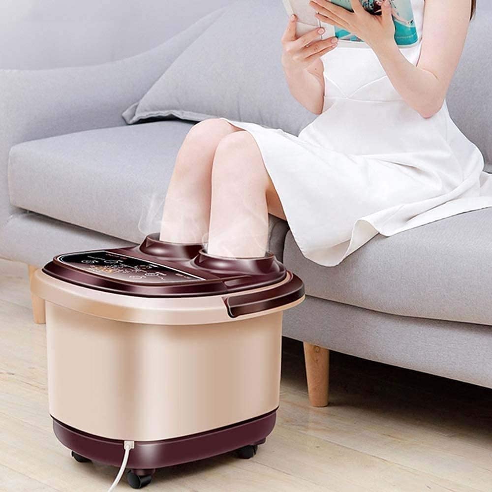 Poal Spa Bath Massorger, Spa de pie motorizado con calor y masaje y chorros, chorros de burbujas, shiatsu spa masajeador de spa rodillos de maíz, alivio del dolor muscular de los pies, regalos d