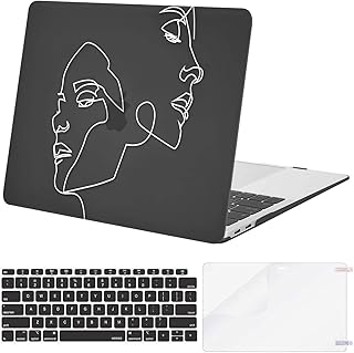 MOSISO Compatible with MacBook Air 13 inch Case 2022 2021 2020 2019 2018 A2337 M1 A2179 A1932 Retina Display with Touch ID, Plastic Face Sketch Hard Shell Case &Keyboard Cover &Screen Protector, Black