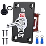 Twidec/Rocker Toggle Switch Metal Panel with ON/Off Toggle Switch 12V DC 30A 2 Position 2 Pin 16A 250V AC SPST Switch Plate 1 Gang and Waterproof Boot Cap Cover KL-C101-HMZ-BZ