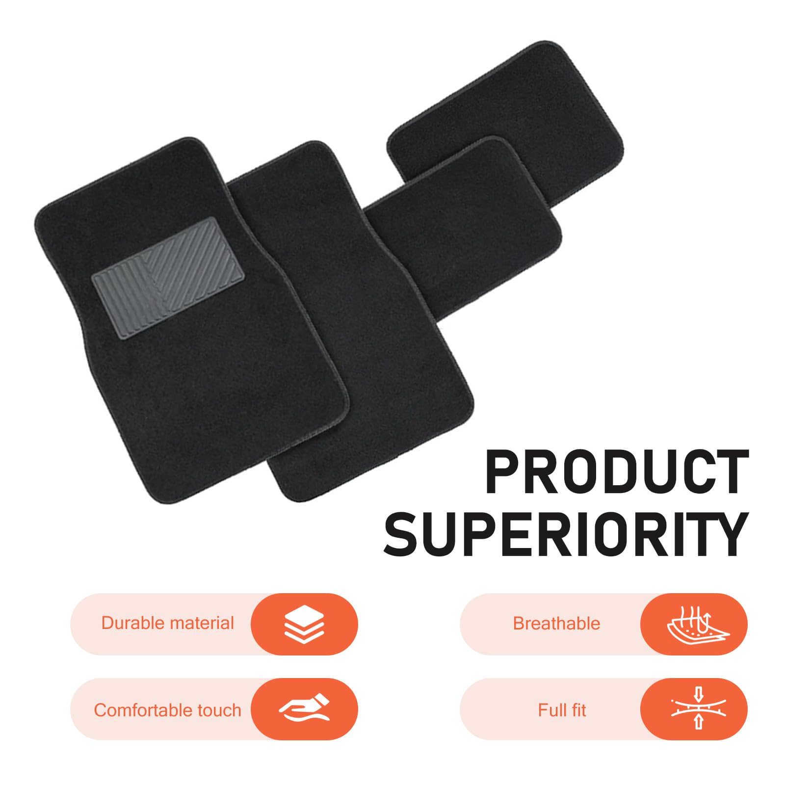 4 PCS Car Carpet Floor Mats 25 59In x 17 12In 11 81In x 17 12In Anti-Slip Durable — view 4