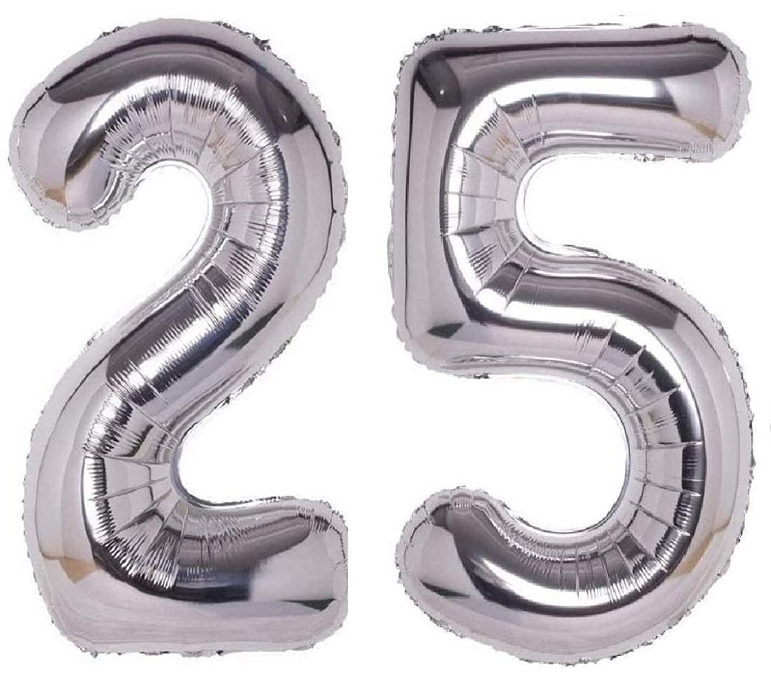Propsicle 16 inch Birthday Foil 25 Number Helium Balloon Party Decoration Silver Pack of 2 | 25 Year No. Balloons Birthday/Anniversary | Twenty Five Number (B08X9YYJPS) Amazon Price History, Amazon Price Tracker