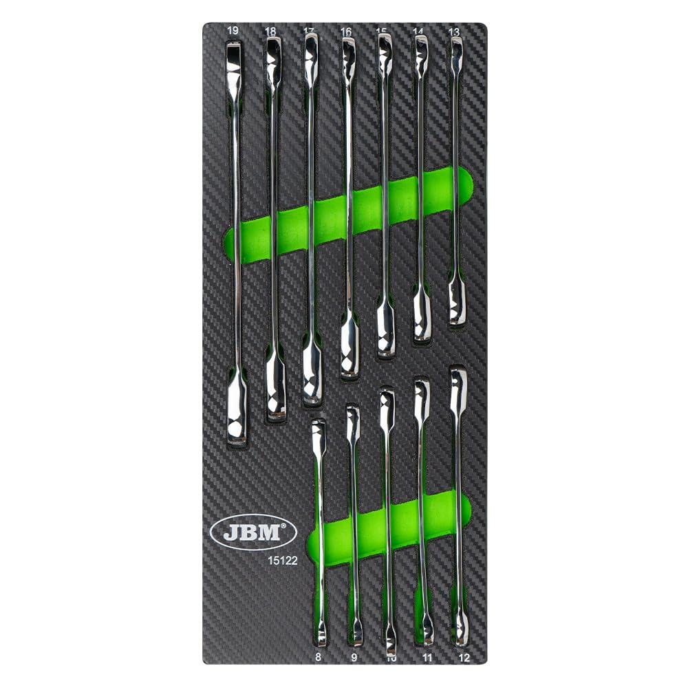 TANIASHOP JBM 15122 Set di 12 Chiavi combinate Fissa e Stella a cricchetto da 8-19mm Chiavi a Cricchetto 90 Denti Set Chiavi Fisse e ad Anello per Fai da Te e Riparazione