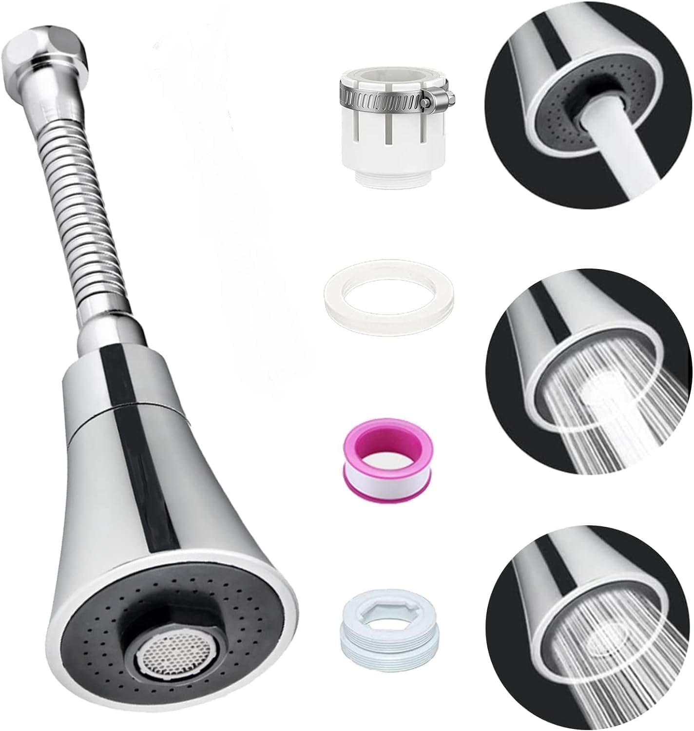 ATCAN 360° Rotating Kitchen Sink Tap Extender with 3 Modes, Shower Filter, and Water Saving Features - Flexible Faucet Sprayer Head for Anti-Splash, Health Faucet, and Wash Basin Accessories (B0D4555Q25) Amazon Price History, Amazon Price Tracker
