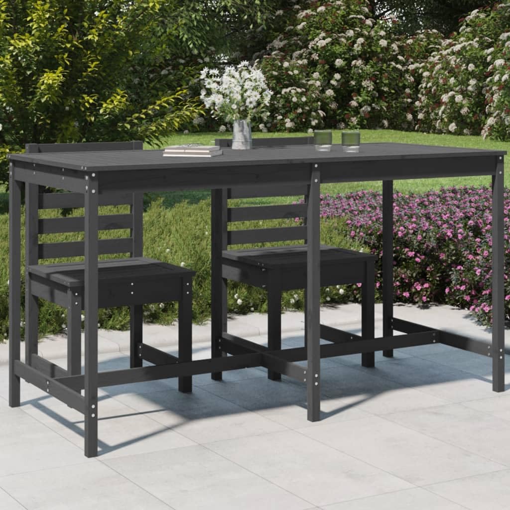SXZenSpace Garden Table 203.5x90x110 cm Grey Solid Pine Outdoor Coffee Robust Rectangular Patio Bistro Furniture for Balcony Decking Terrace
