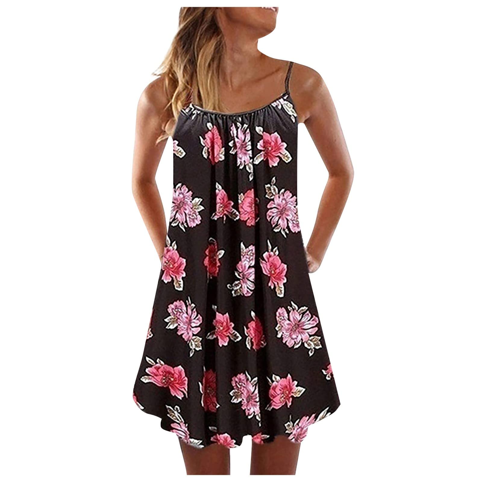 Women's Fall Dresses 2023 Fashion Casual Vest Sleeveless Bohemian Print Loose Tank Large Dress, XS-6XL