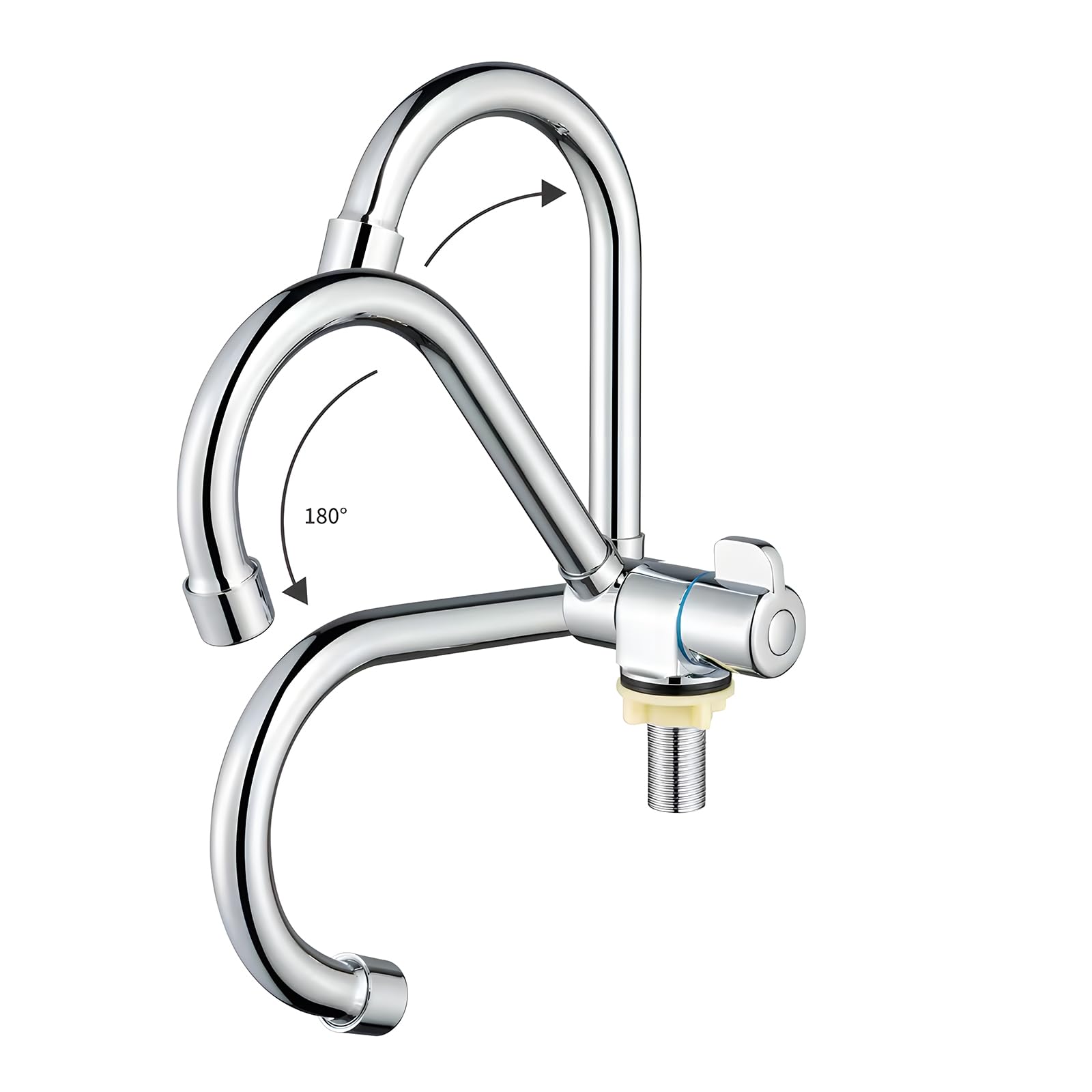 Grifo giratorio de 360° de latón cromado para fregadero de cocina, grifo monomando de agua fría con rosca G1/2 para autocaravanas/yates/lavabos, duradero y elegante