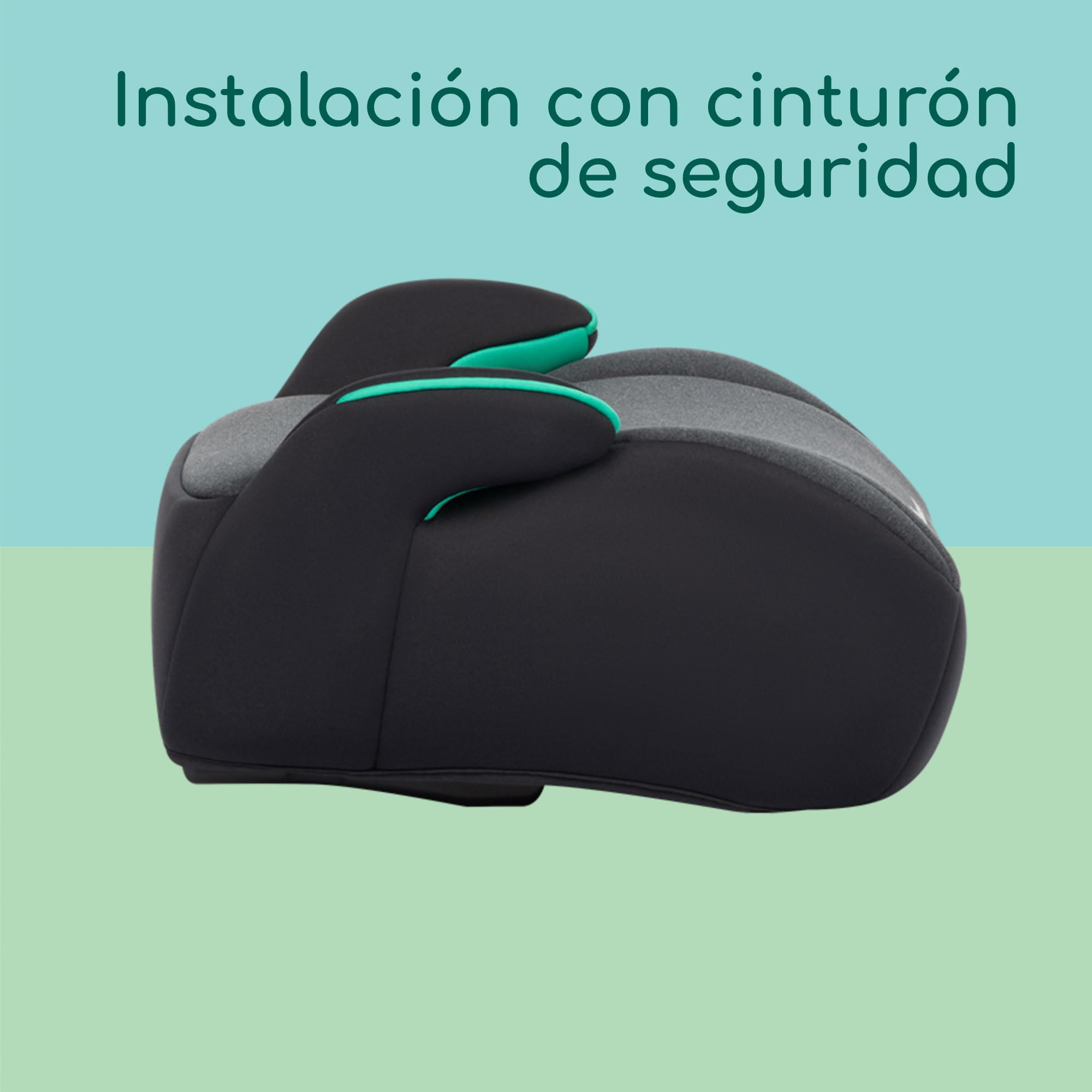 Bebeconfort Manga i-Safe, Asiento Elevador Coche, 6-12 Años, 128-150 cm; Silla Coche, Compacto y Ligero (<1 kg), Fácil Instalación con Cinturón, Acolchado, Tejidos Suaves, Tinted Black — view 3