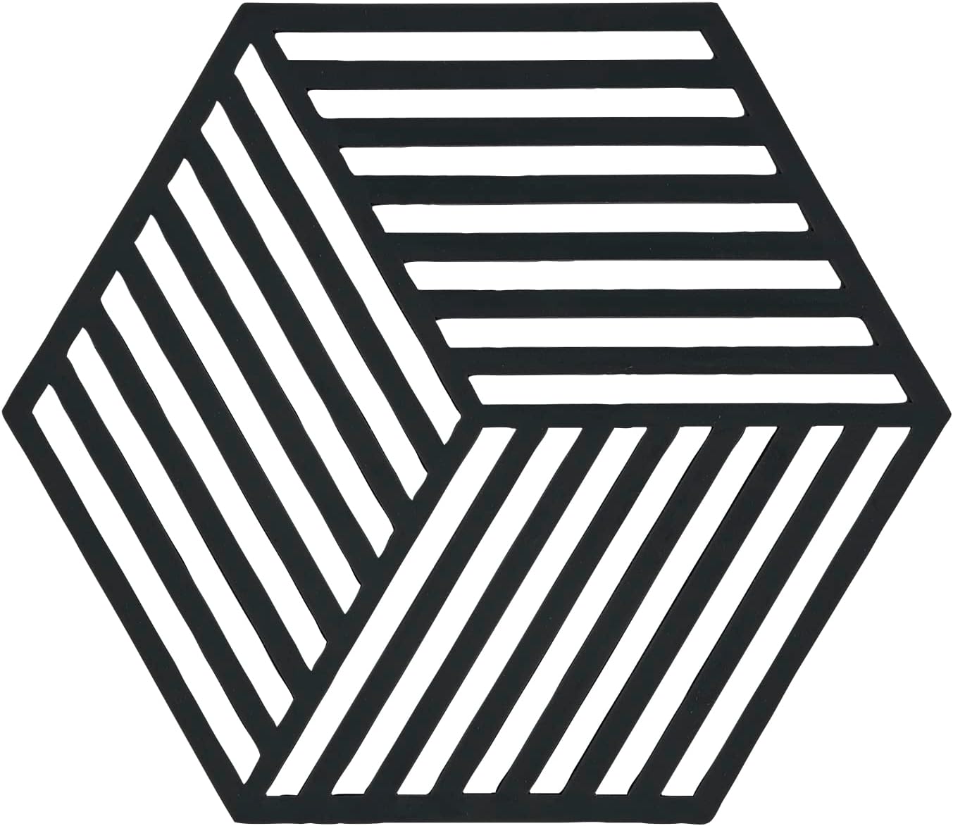 Hexagon Black Silicone Pot Mat 16 x 14 cm