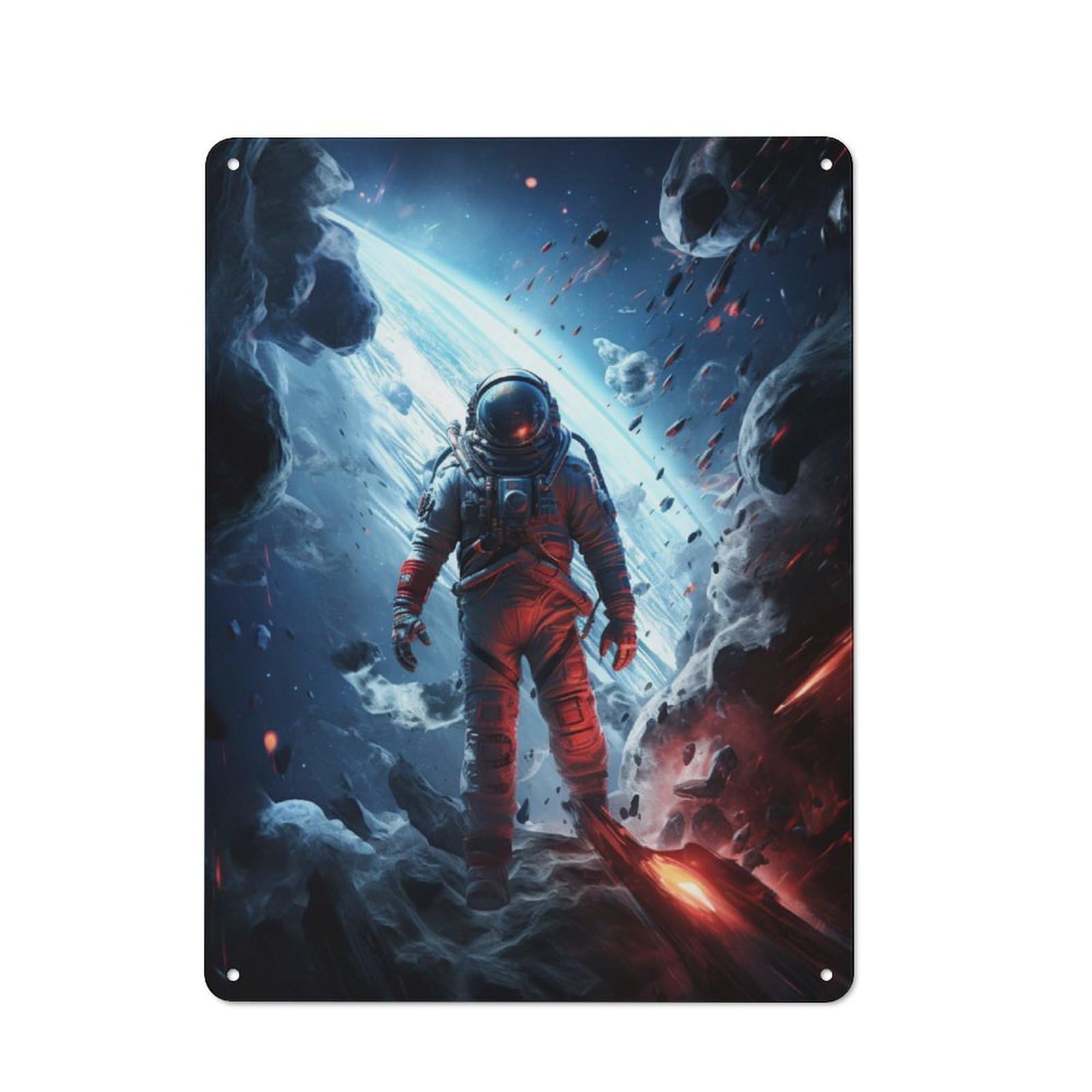 Junmoney Astronaut In Space Retro Tin Wall Plaque 40X30cm For Kitchen Or Home Bar, For Home Interiors, Feature Walls And Decorative Displays