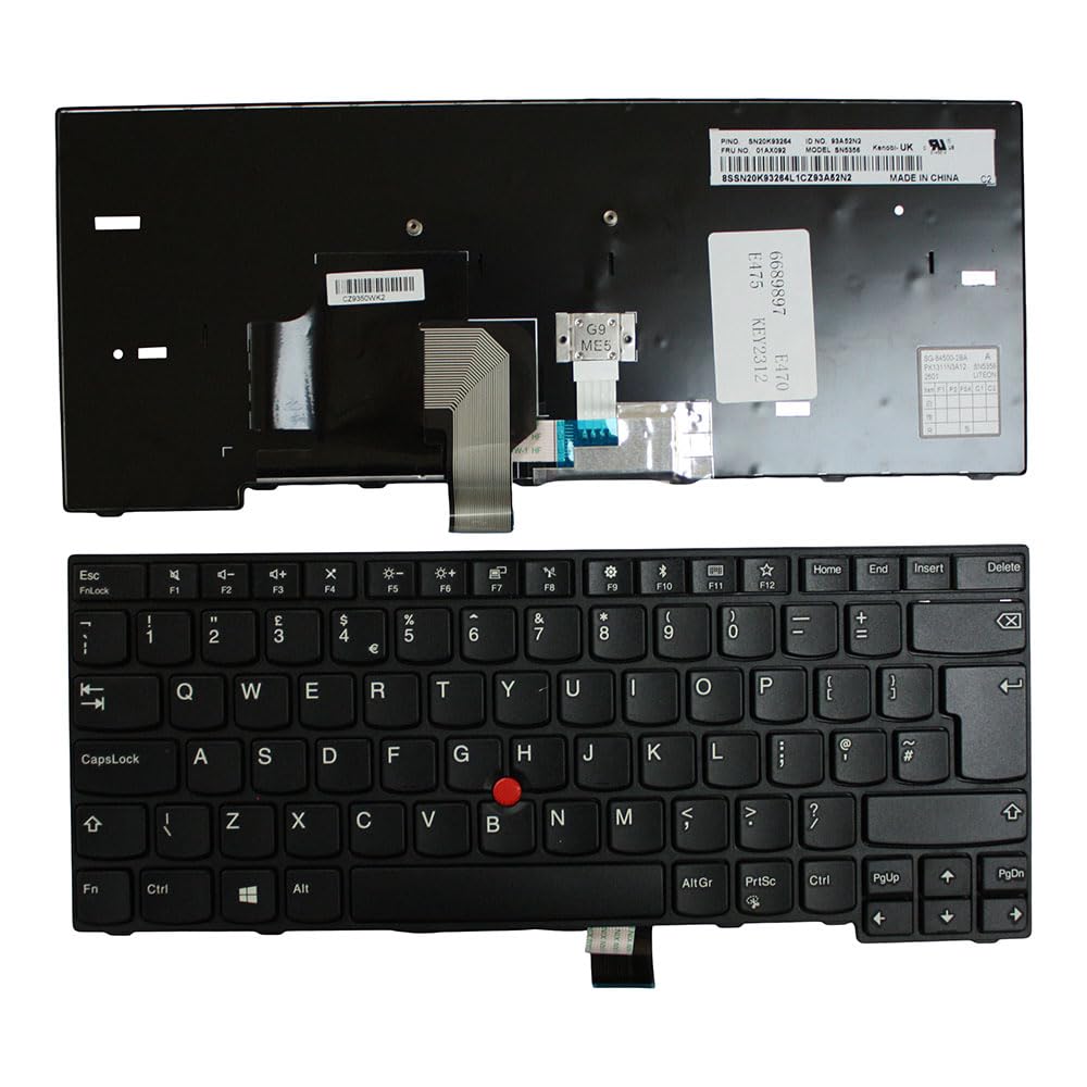 Clavier de remplacement pour ordinateur portable Lenovo ThinkPad E475 noir avec cadre - 2