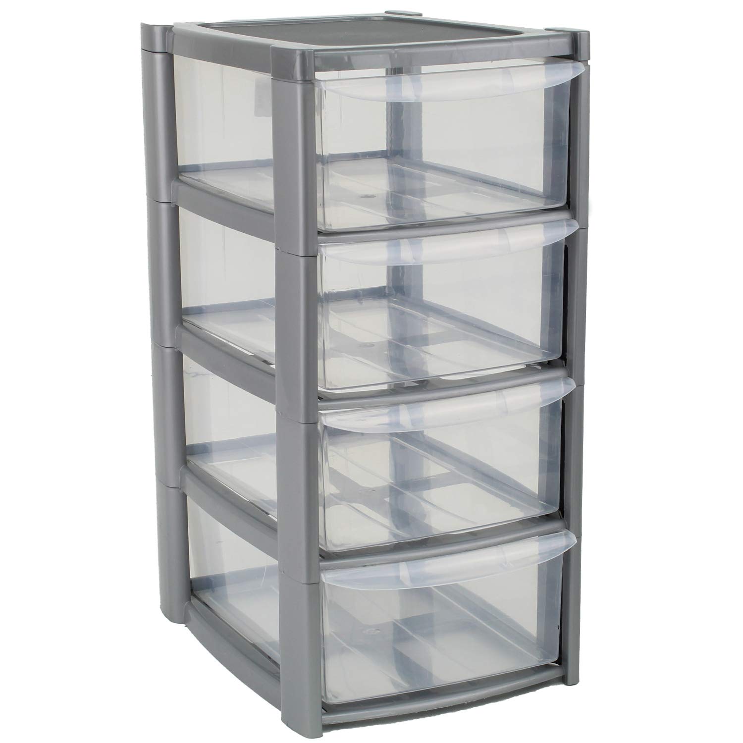 Guaranteed4less Clear Plastic Storage Drawers Tower Unit Desktop Home Bathroom School Stationary Files (4 Tier)