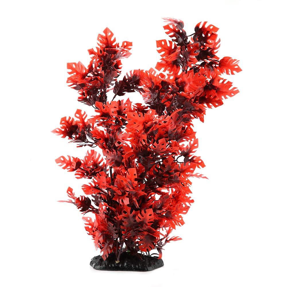 Plantes Aquatiques artificielles Plantes Aquatiques en Plastique Vives Aquarium Jardin Décorations de terrains de Poissons Plante de Simulation sous-Marine avec élargissement de la Base(Rouge)