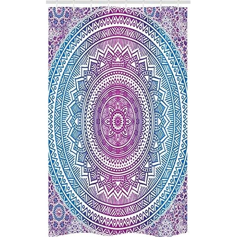 ABAKUHAUS Cortina de ducha Azul y Rosa con Estampa Mandala Cover