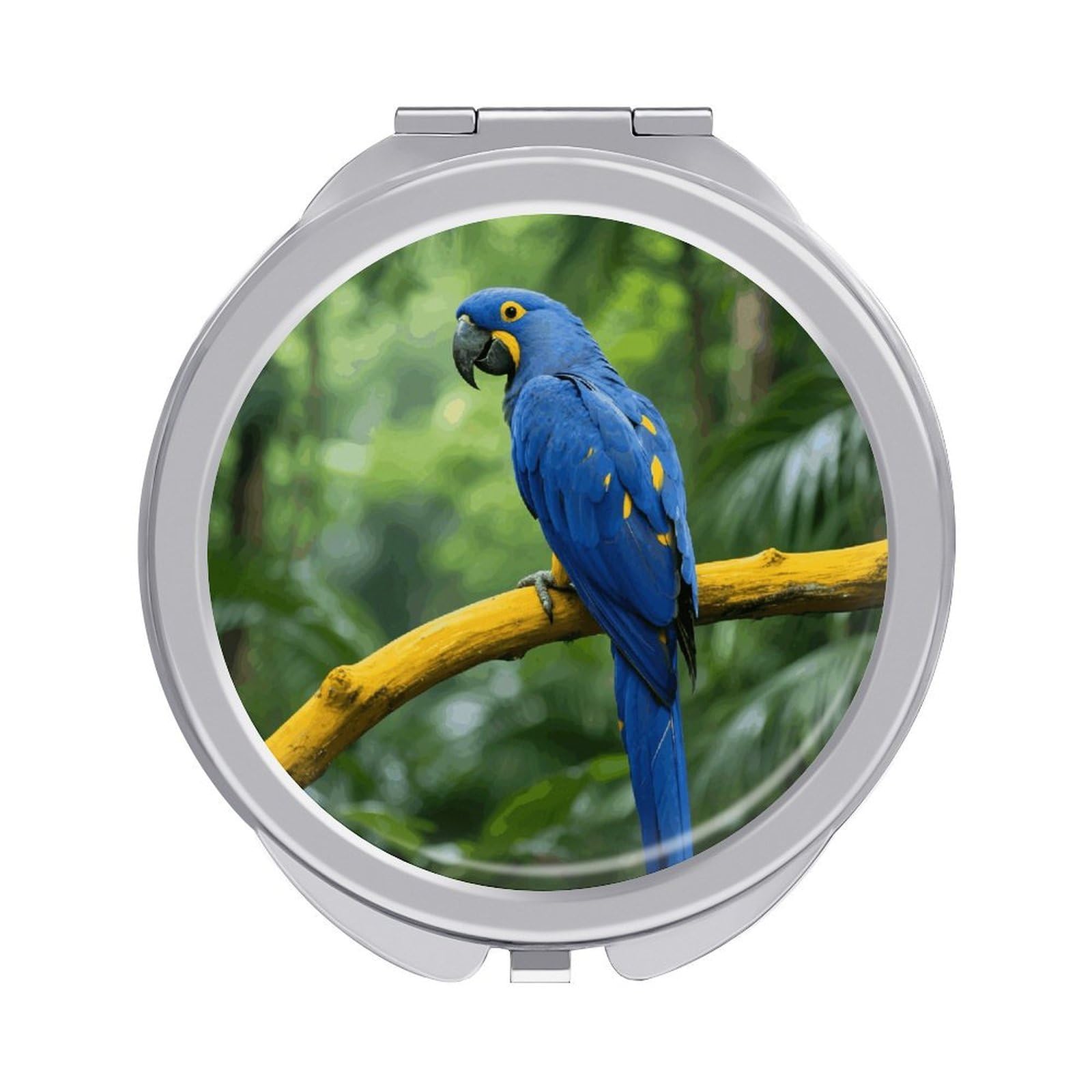 FodPand Compact Hand Mirror with 1x/2x Magnifying Round Travel Makeup Mirror Mini Foldable Bird Cosmetic Mirrors Travel Essentials Gift for Women Girl Portable for Pocket Purse -Silver
