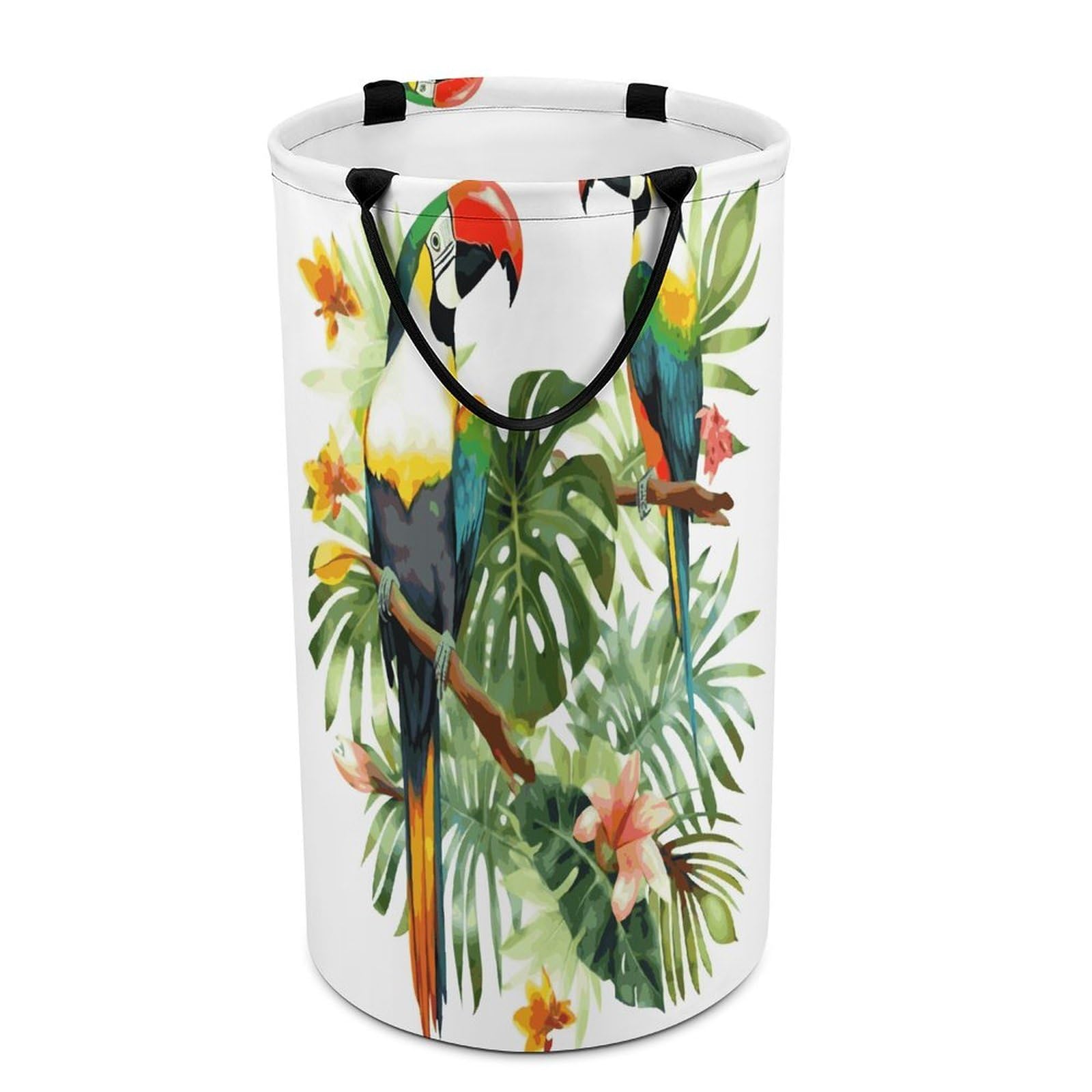 Toucans Parrot Palm Tree Leaves Dirty Clothes Basket Large Capacity Laundry Basket Freestanding Laundrys Hampers Tall Collapsible Clothes Hamper for Blankets Toys