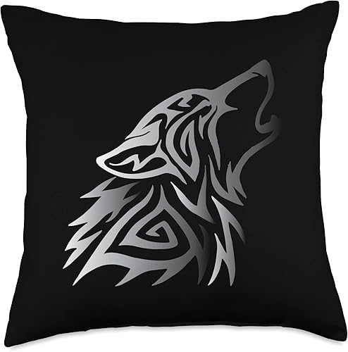 Vintage Viking Fenrir Valhalla Nordic Wolf Happy Fenrir Wolf Howls Odin Nordic God Valhalla - Almohada de 18 x 18 pulgadas, multicolor