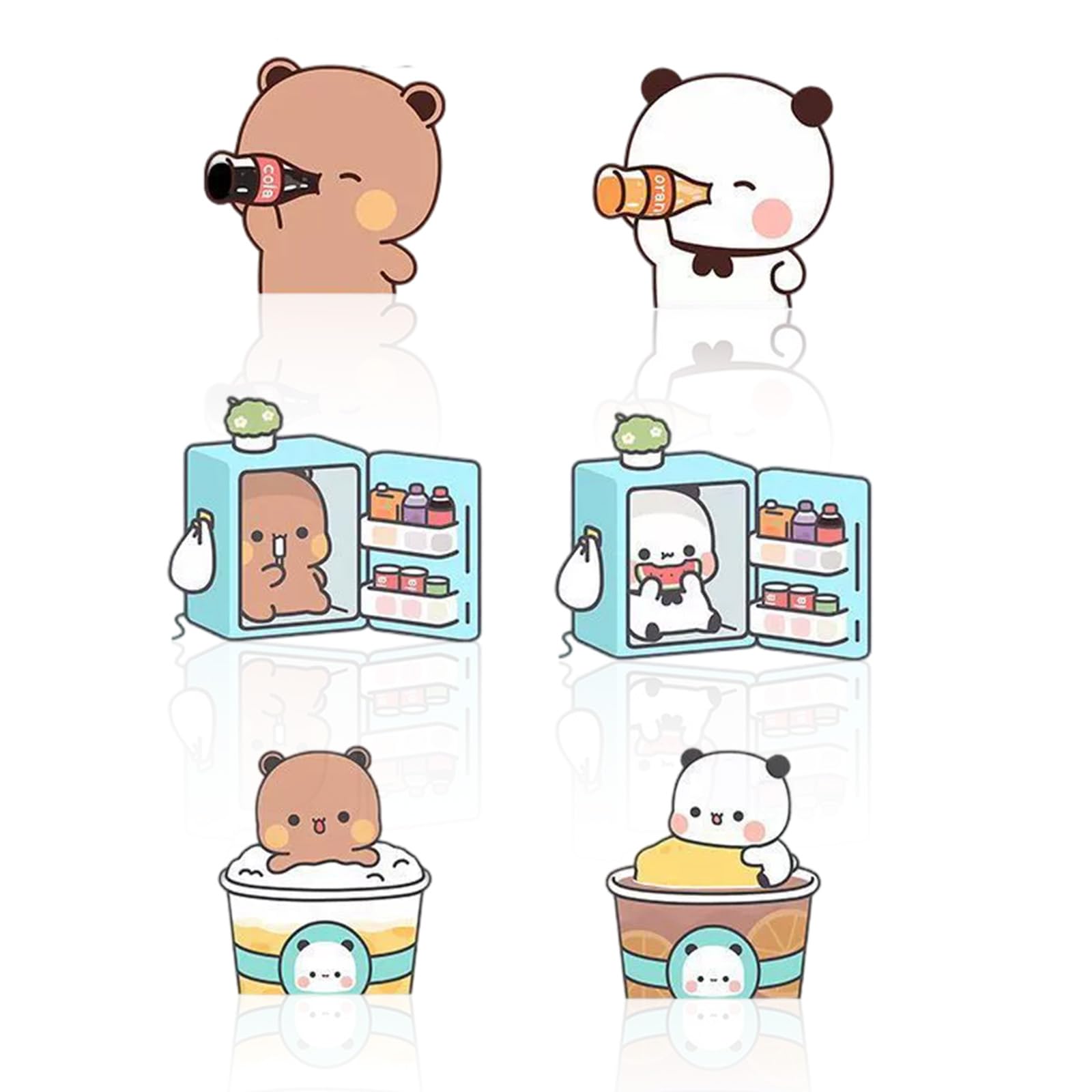 6PCS Cute Bubu Dudu Fridge Magnets, Personalised Cartoon Panda Magnetic Refrigerator Stickers, Adorable Magnets for Fridge Kitchen Locker Office Home Decor, Lovely Gifts for Adults Kids