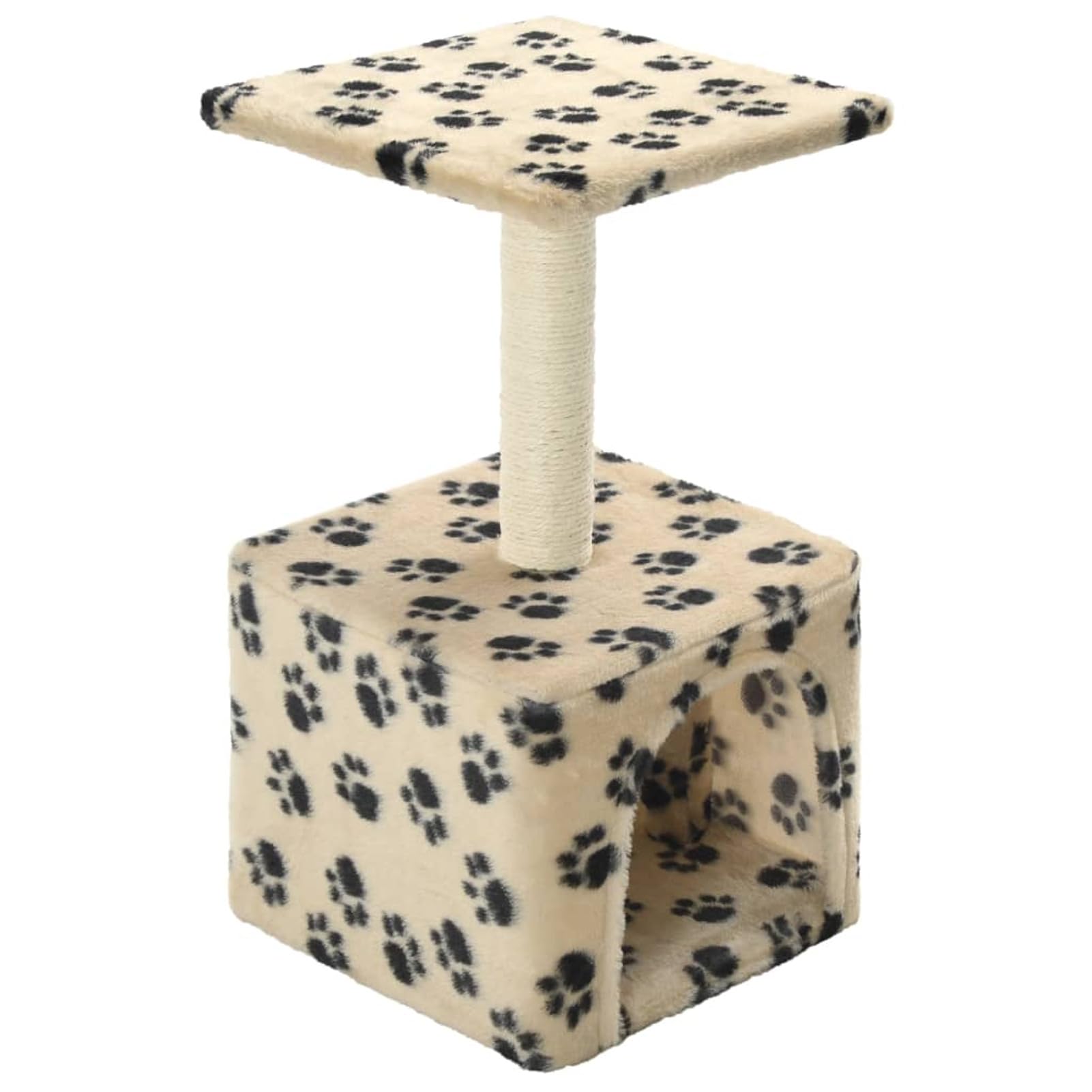 Homgoday Tiragraffi per gatti con tiragraffi in sisal, 55 cm, con stampa di zampe beige, tiragraffi a torre per gatti multilivello, centro attività per gatti da interno