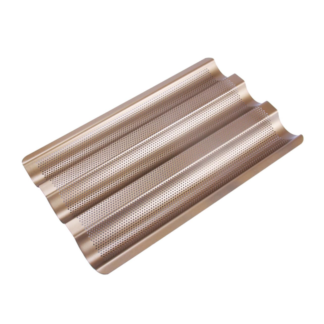 HOLIDYOYO 3 Slot French Bread Baking Tray Frame Rack Bread Mold Pan Non-stick Carbon Steel Loaf Pan Baking Sheet