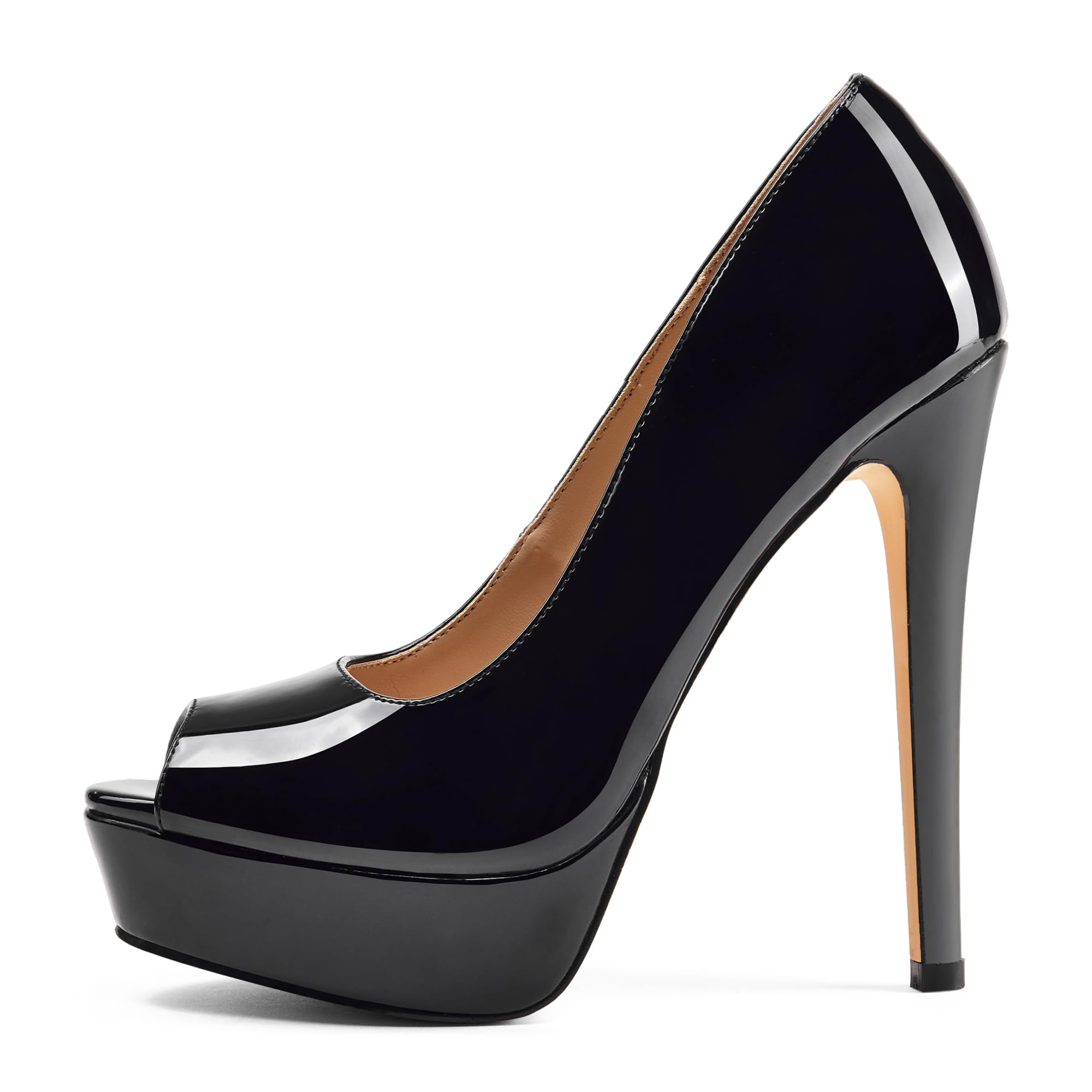 Elisabet Tang Women's Platform High Heels Pumps Shoes Peep Toe 5.5 inch Stilettos Slip On for Dress Wedding Party Prom