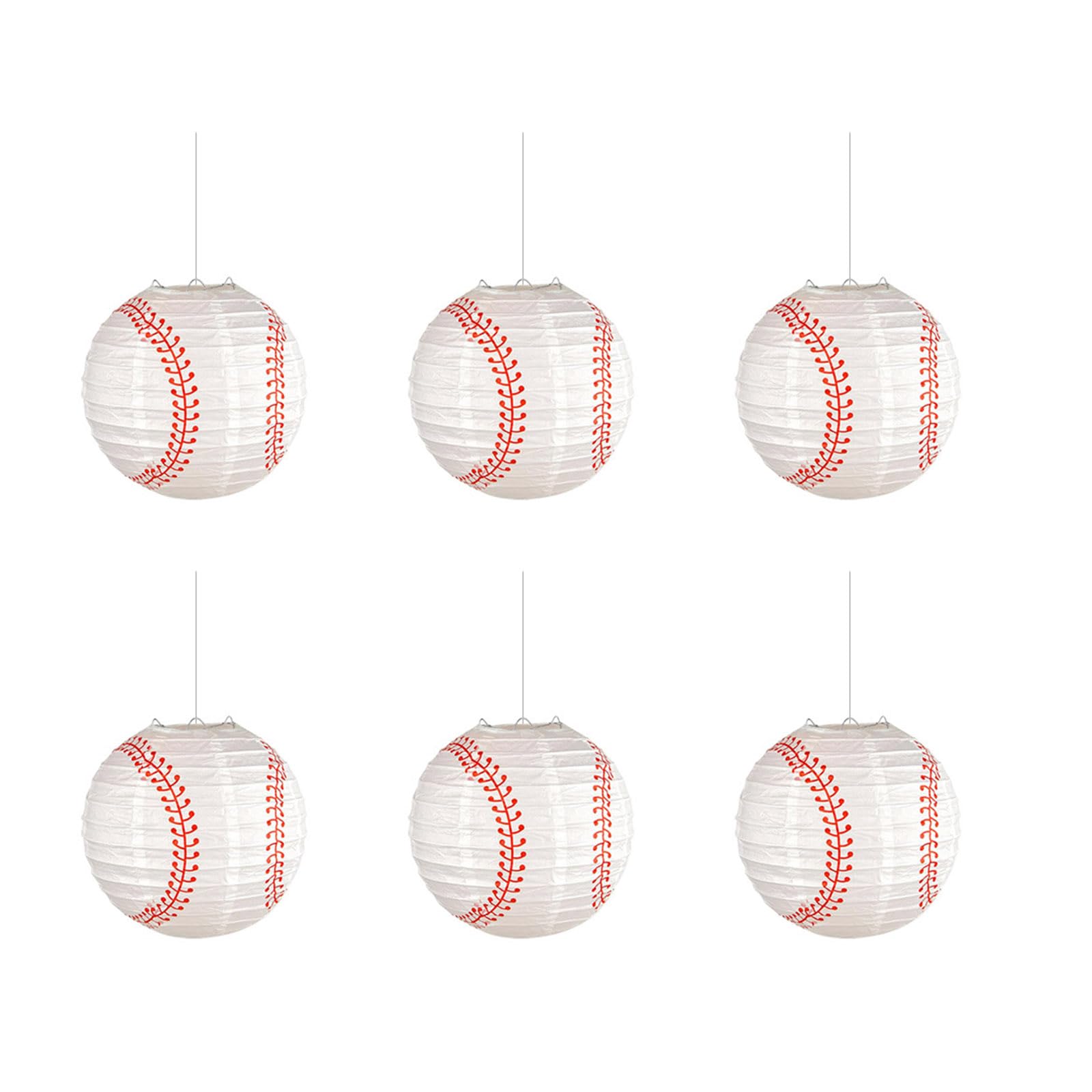Hsioluted Multi Of 6 Stylish Baseball Party Supply Delicate Baseball Lampshade Paper Sports Theme Party Ornament Portable Paper Lampshade