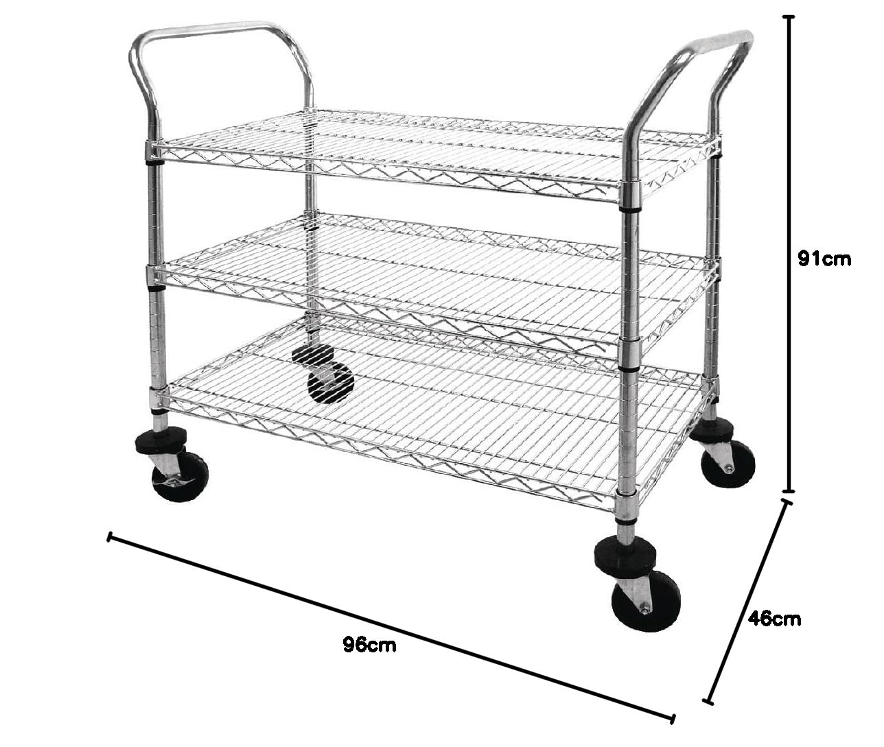 Vogue Carro de Alambre Cromado de Tres Niveles 960 x 457 x 910 mm para Catering Comercial