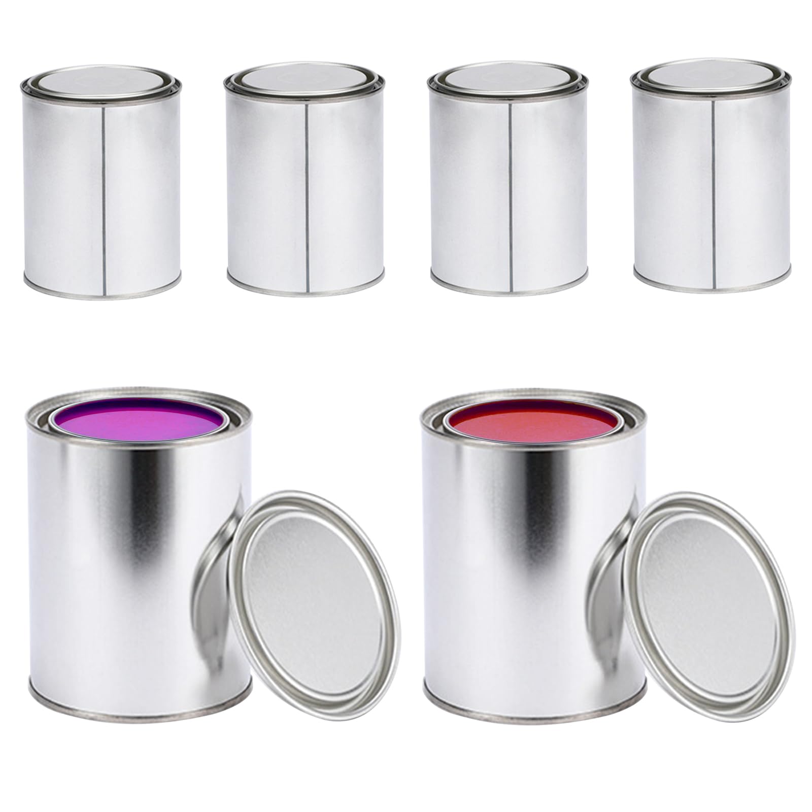 6 latas de metal vacías con tapa a presión, 1000 ml, lata de color, latas de conservas, recipientes de pintura para el hogar y la oficina