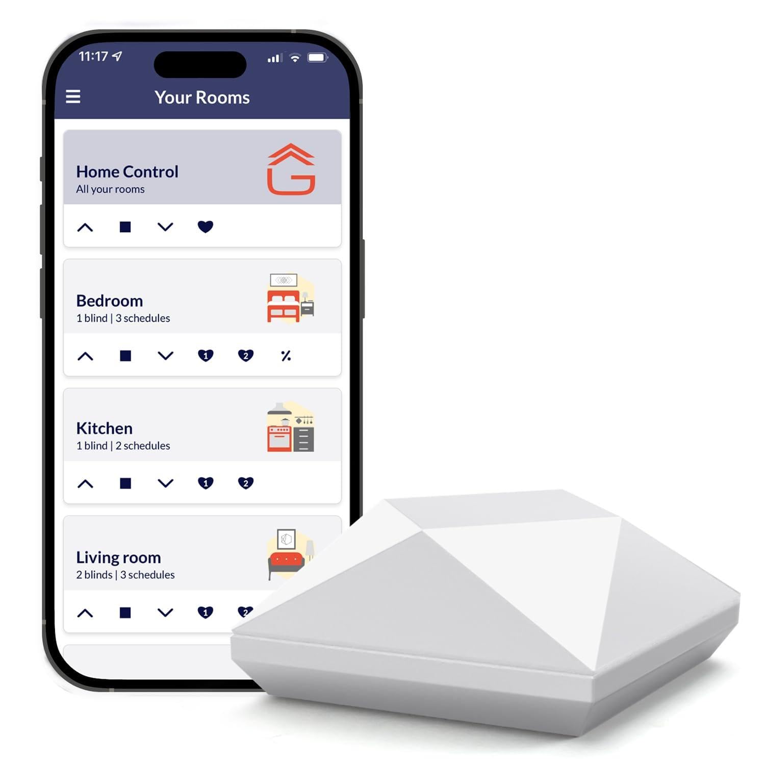 Go Smart Bridge Home Automation Hub for Motorized Blinds Compatible with Alexa, Google Home, IFTTT, Control4, Siri; Remote, App & Voice Control
