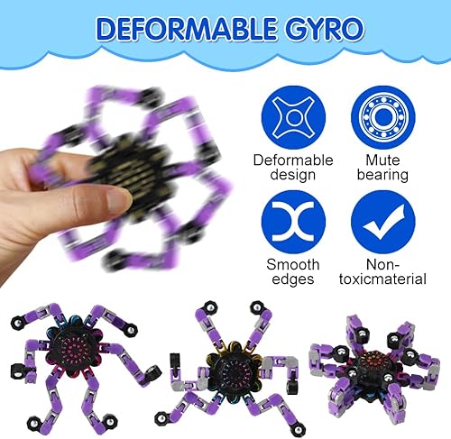 Miniatura 3 de Paquete de 16 Fidget Spinners deformables para aliviar el estrés, juguete sensorial, robot, giratorio en espiral mecánico, juguete de cadena