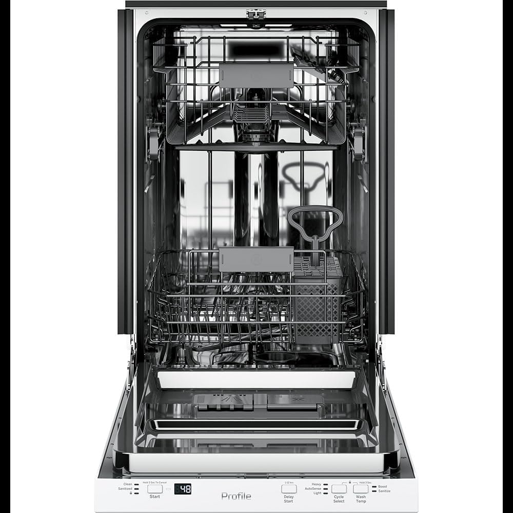 GE Profile ADA 18" White Pocket Handle Built-In Dishwasher